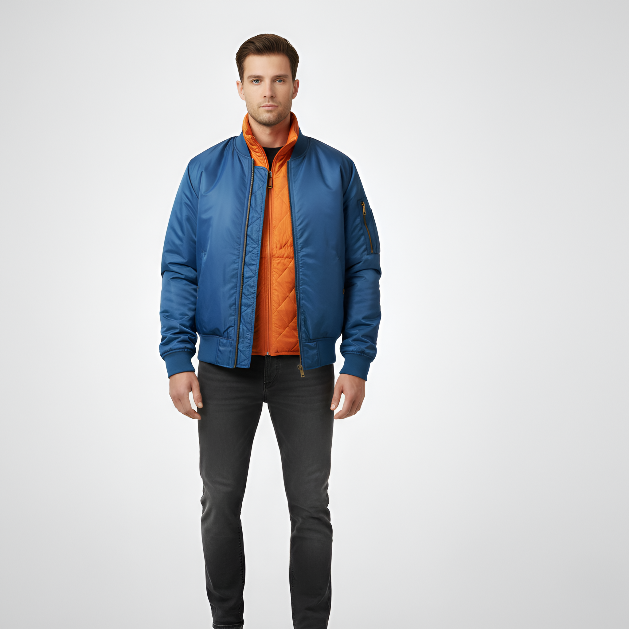 Pánská bomber bunda lehká s předním zipem neformální každodenní svrchní oděv