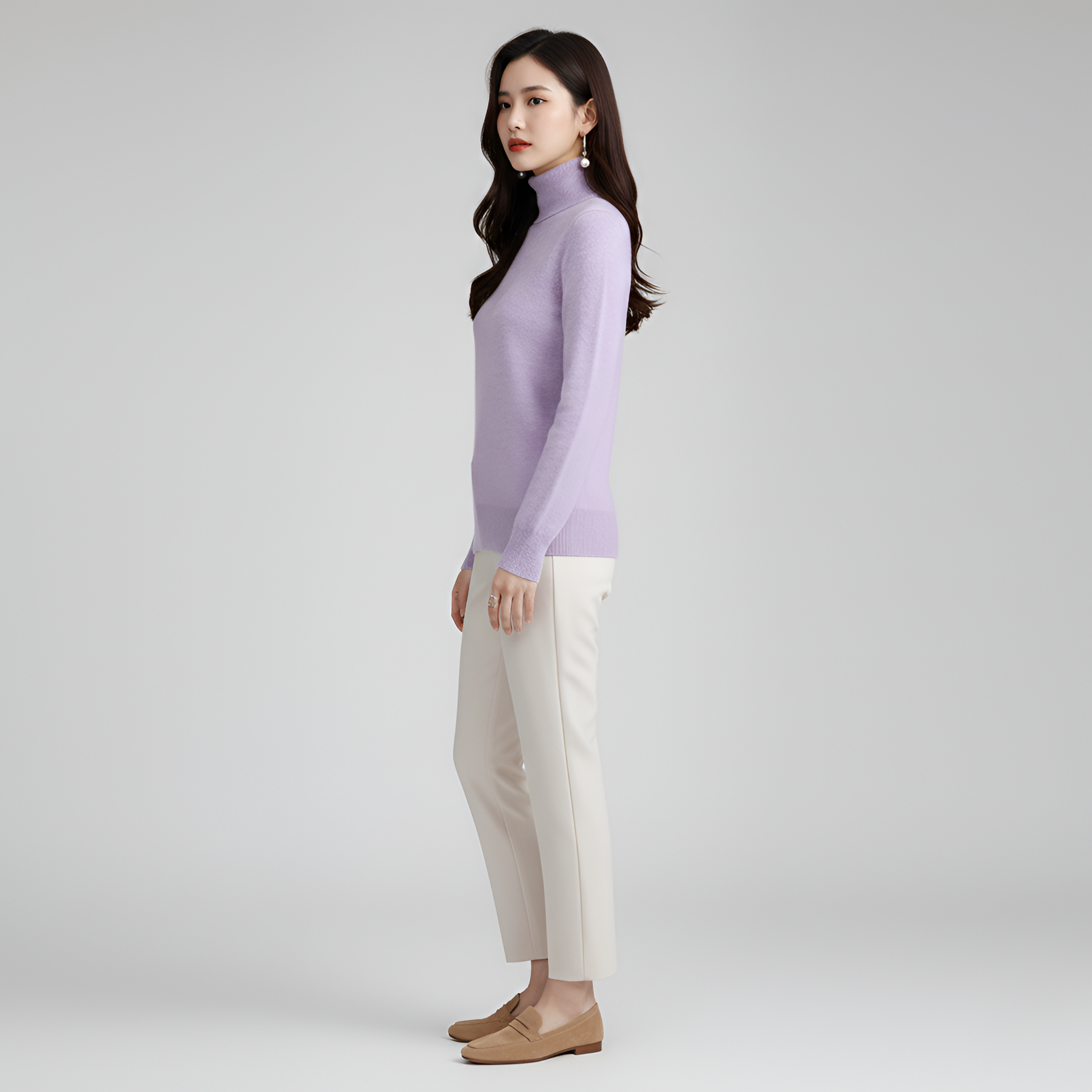 By Assuli Women’s Turtleneck Knit Sweater Slim Fit Long Sleeve Top