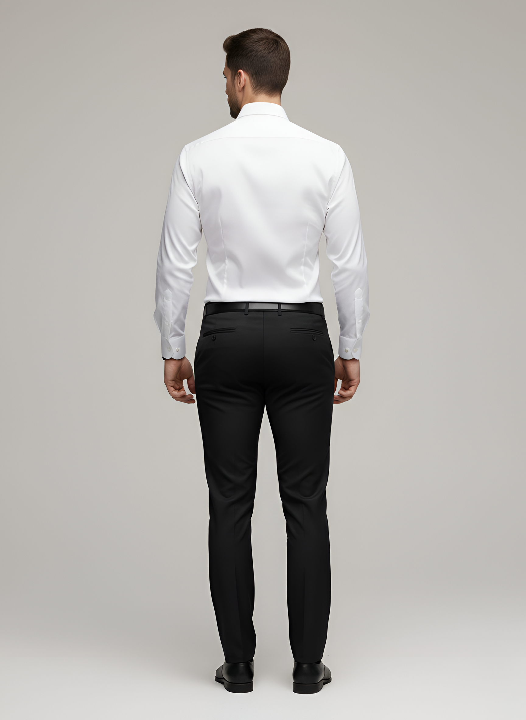 Camisa de hombre sin arrugas, abotonada, ajustada, de manga larga, de algodón elástico para vestir