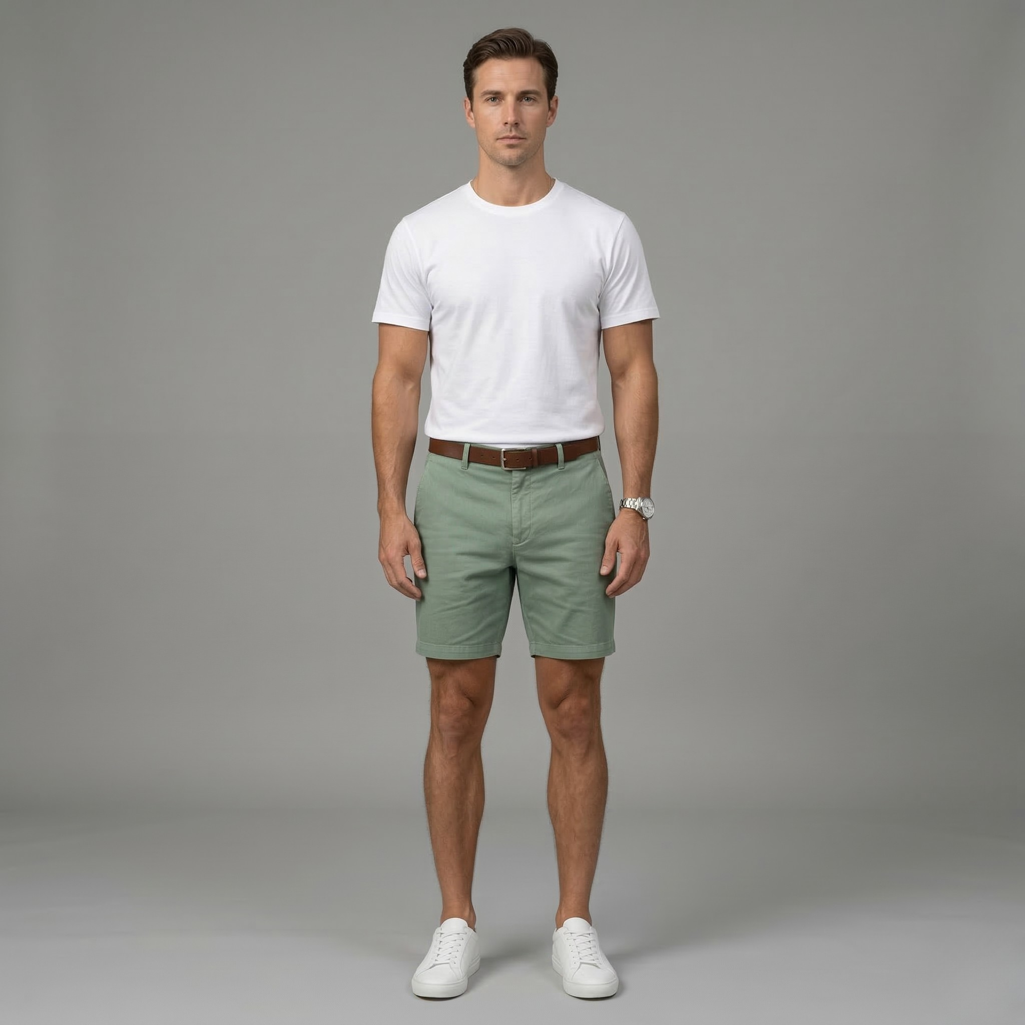 Shorts chino en coton pour homme Coupe ajustée Shorts d'été décontractés avec poches