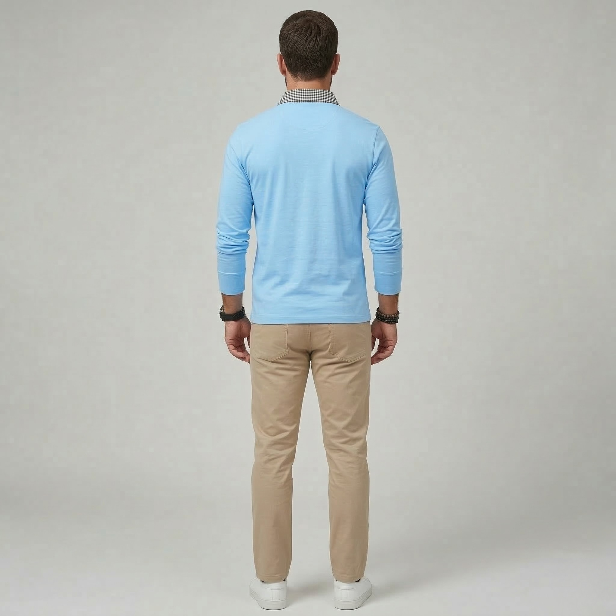 Herren Langarm-Poloshirt Baumwolle Freizeit Pullover mit Kragen