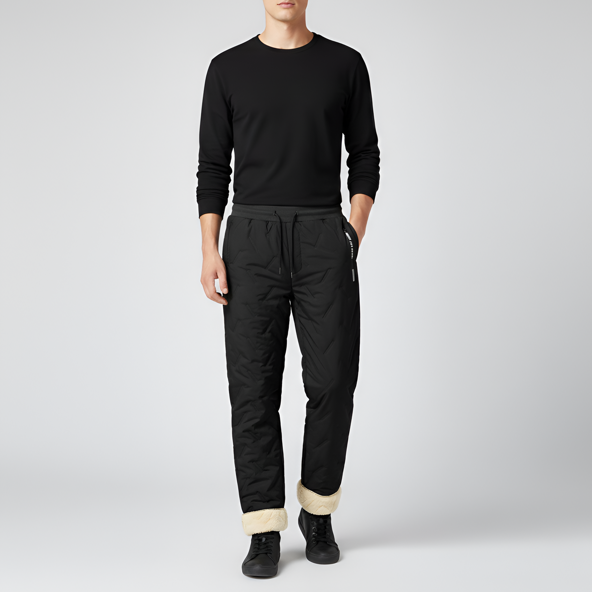 Fleece Lined Jogger Pants Winter Thermal Trousers for Men