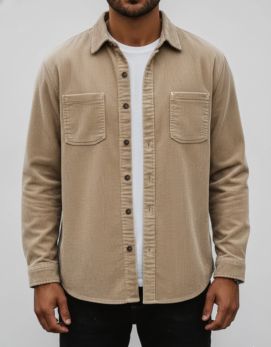 Camicia da uomo in velluto a coste con bottoni By Assuli