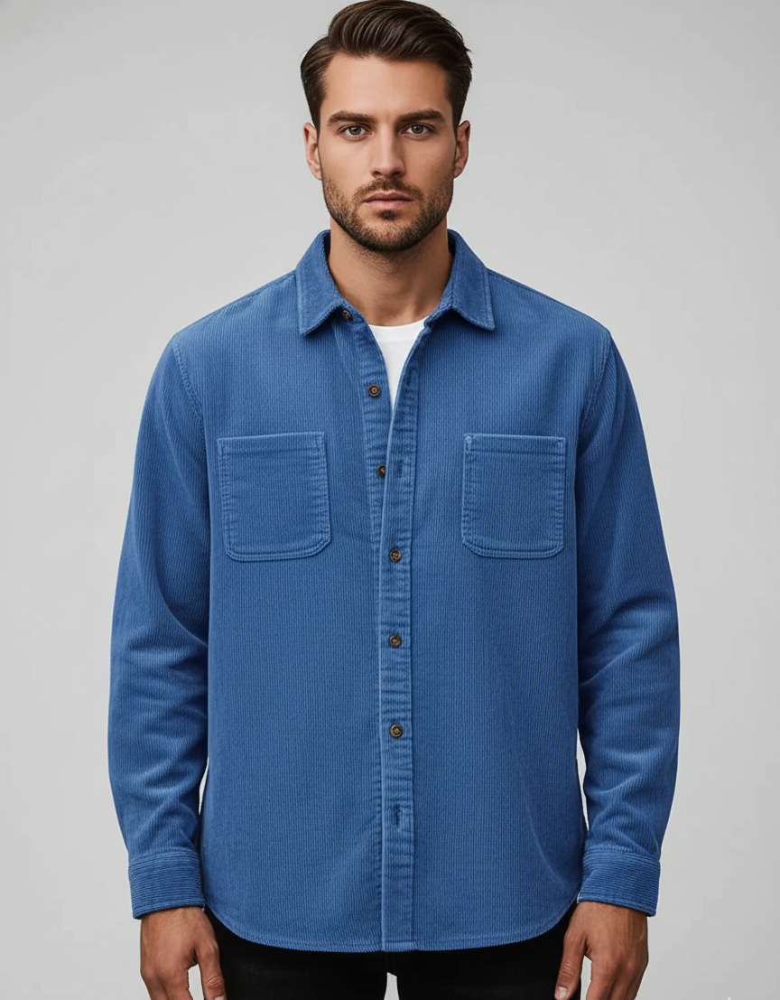 Camicia da uomo in velluto a coste con bottoni By Assuli