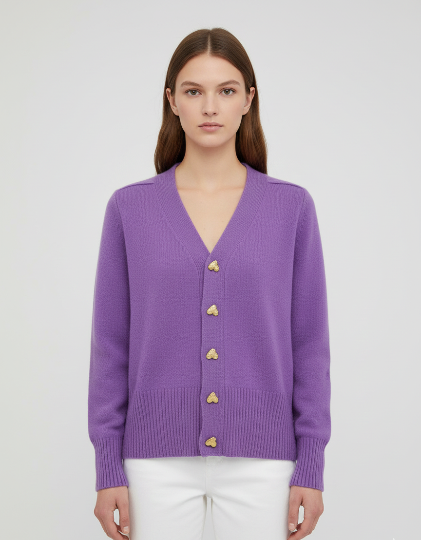 By Assuli women’s knit cardigan with heart-button design