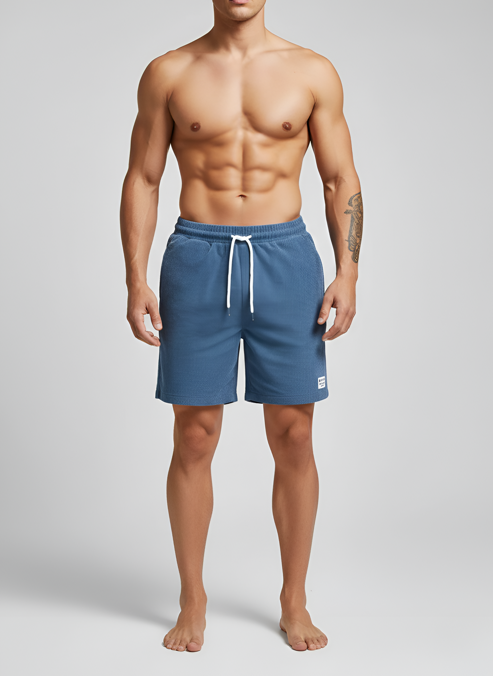 Ανδρικό βαμβακερό σορτς για χαλάρωση με ελαστική μέση και κορδόνι για καθημερινή χρήση