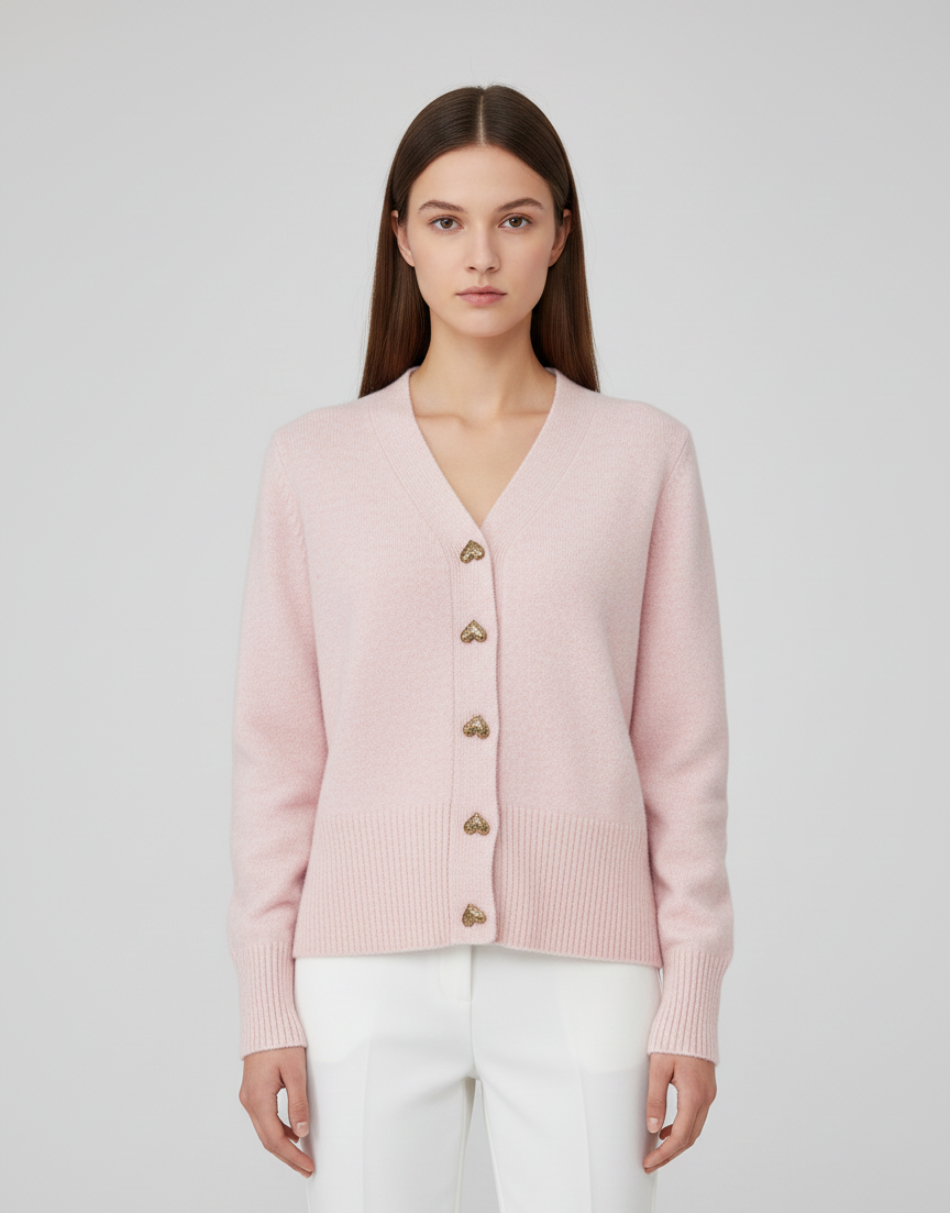 By Assuli women’s knit cardigan with heart-button design