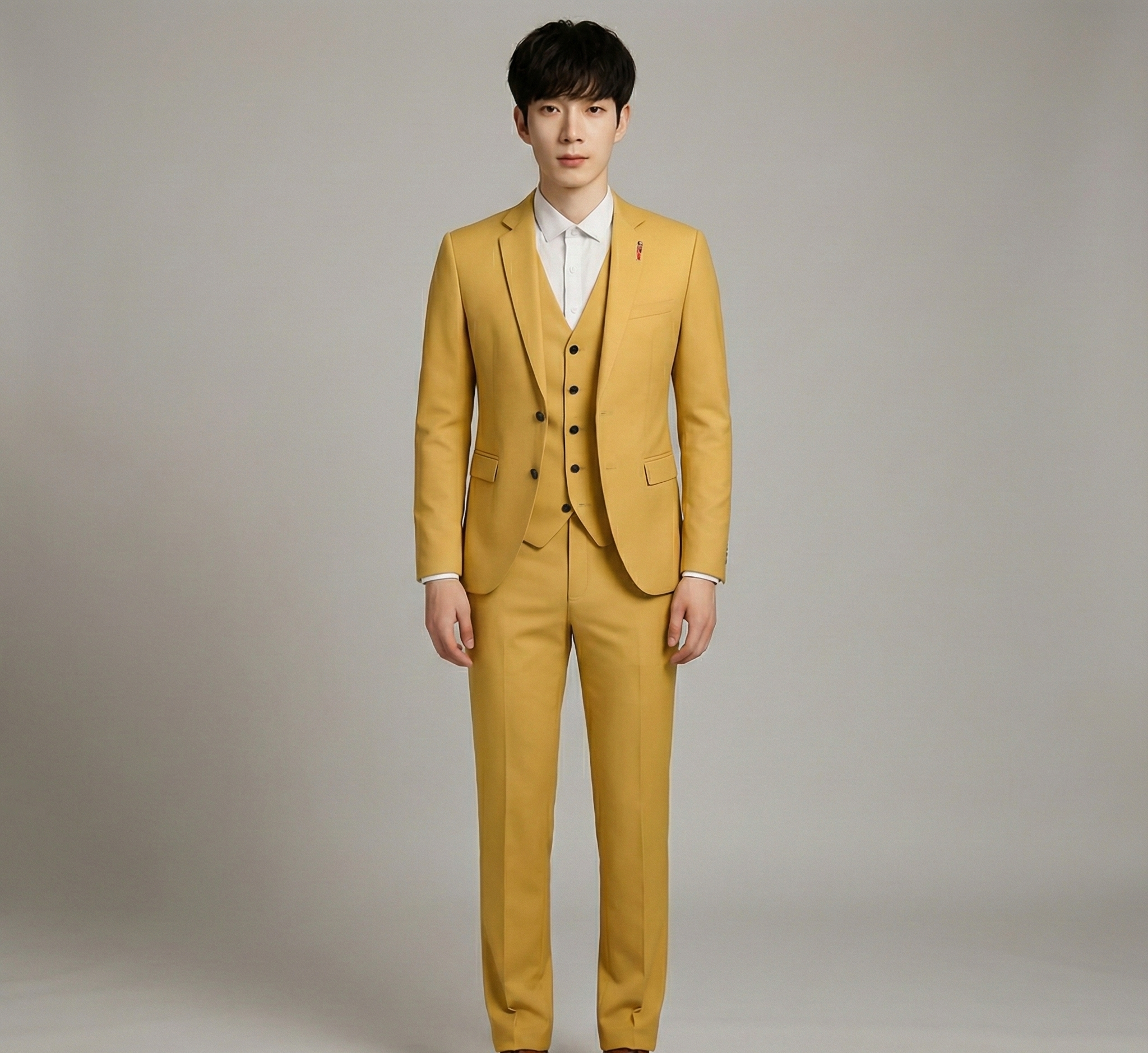 Completo formale da uomo By Assuli 3 pezzi slim fit in misto lana smoking set