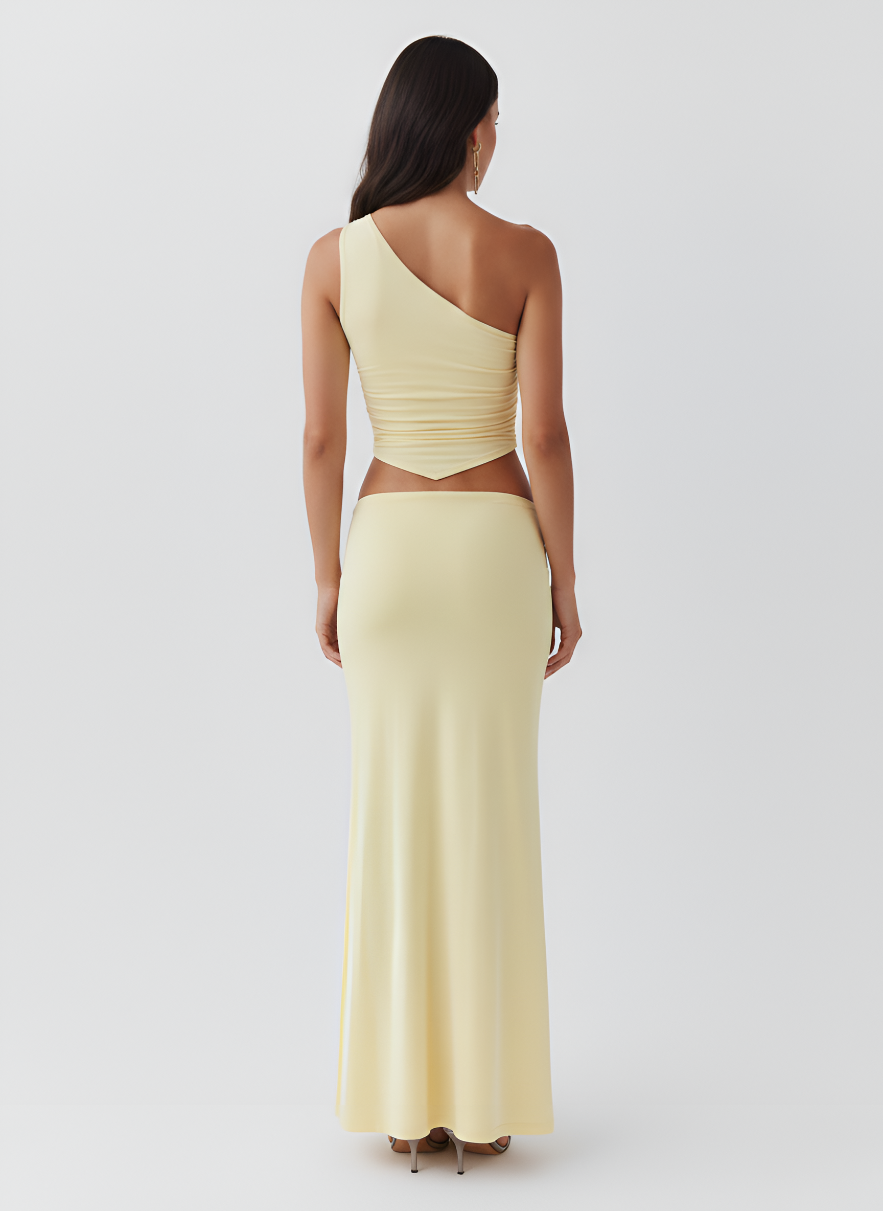 Vestido largo ajustado de una sola manga para mujer con abertura, para ocasiones de noche