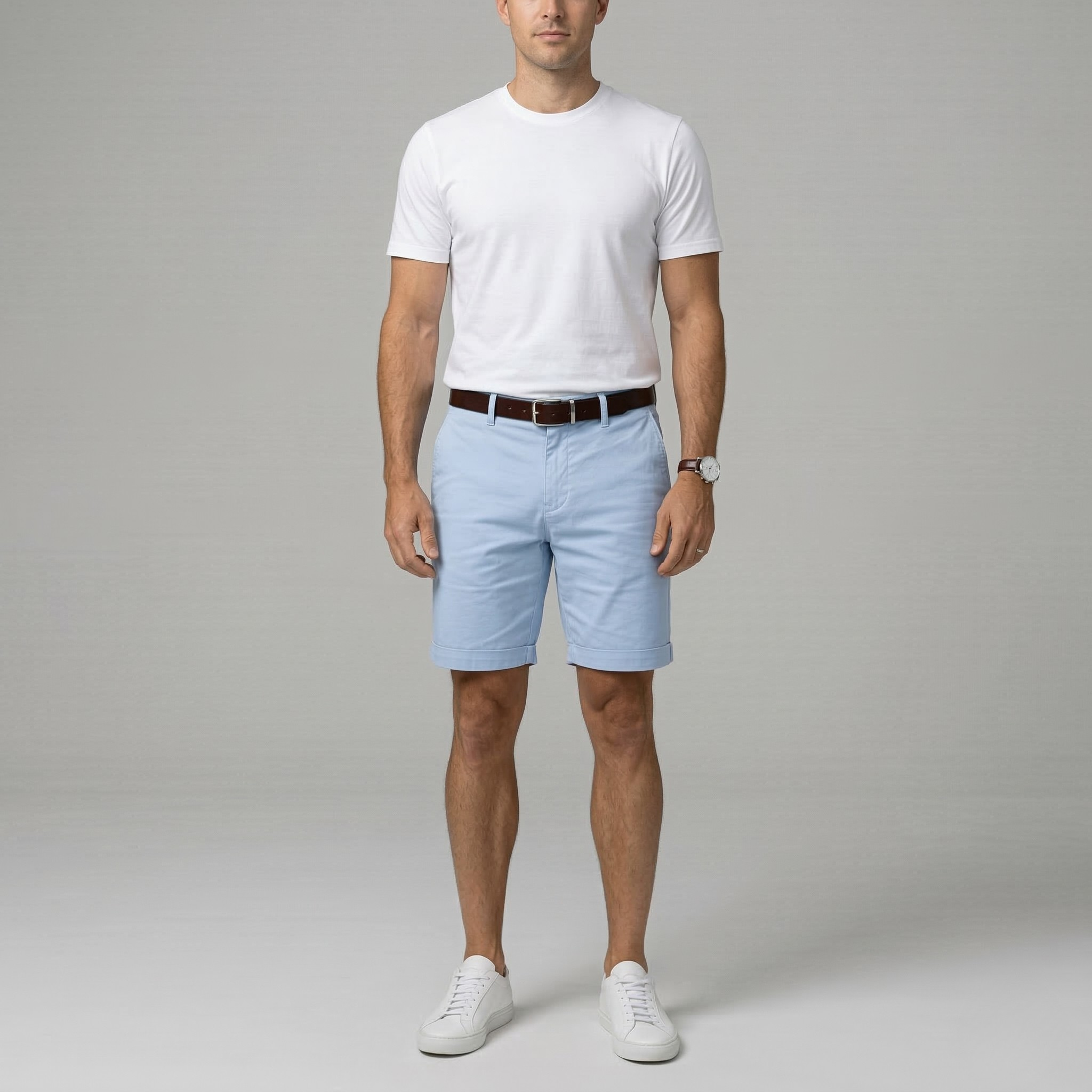 Shorts chino en coton pour homme Coupe ajustée Shorts d'été décontractés avec poches