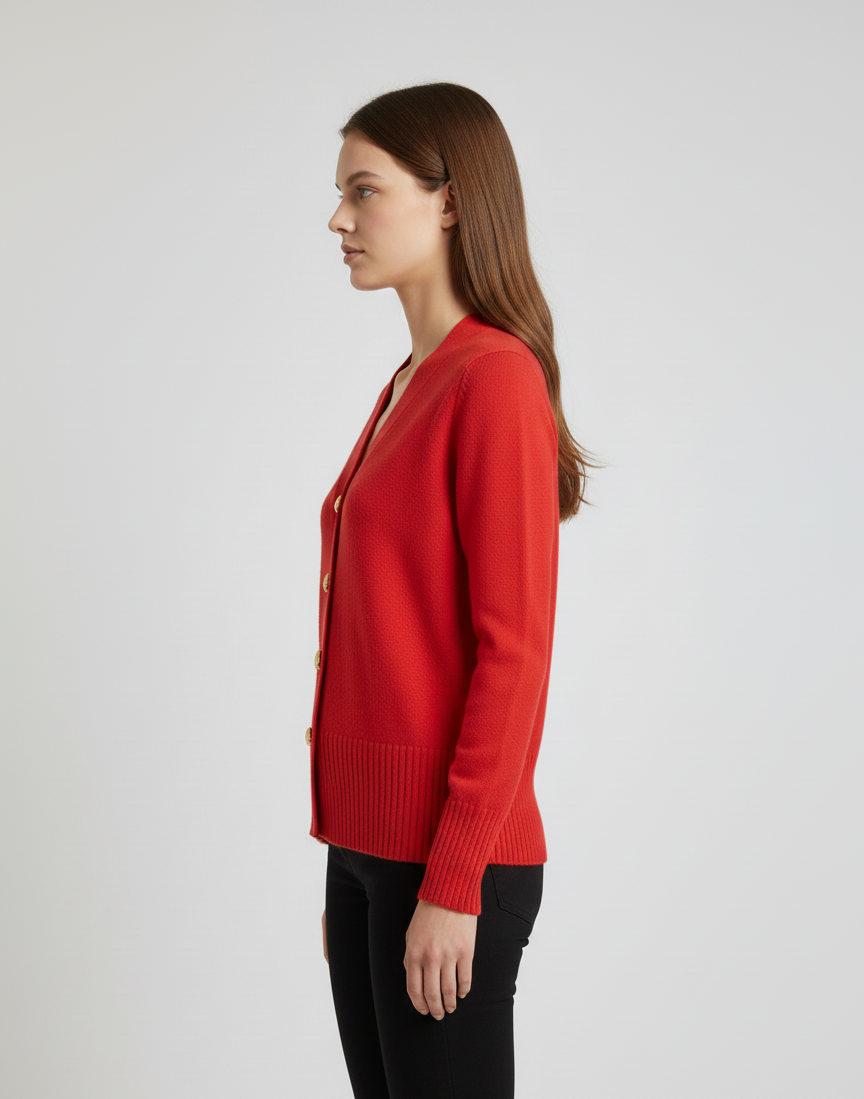 By Assuli women’s knit cardigan with heart-button design