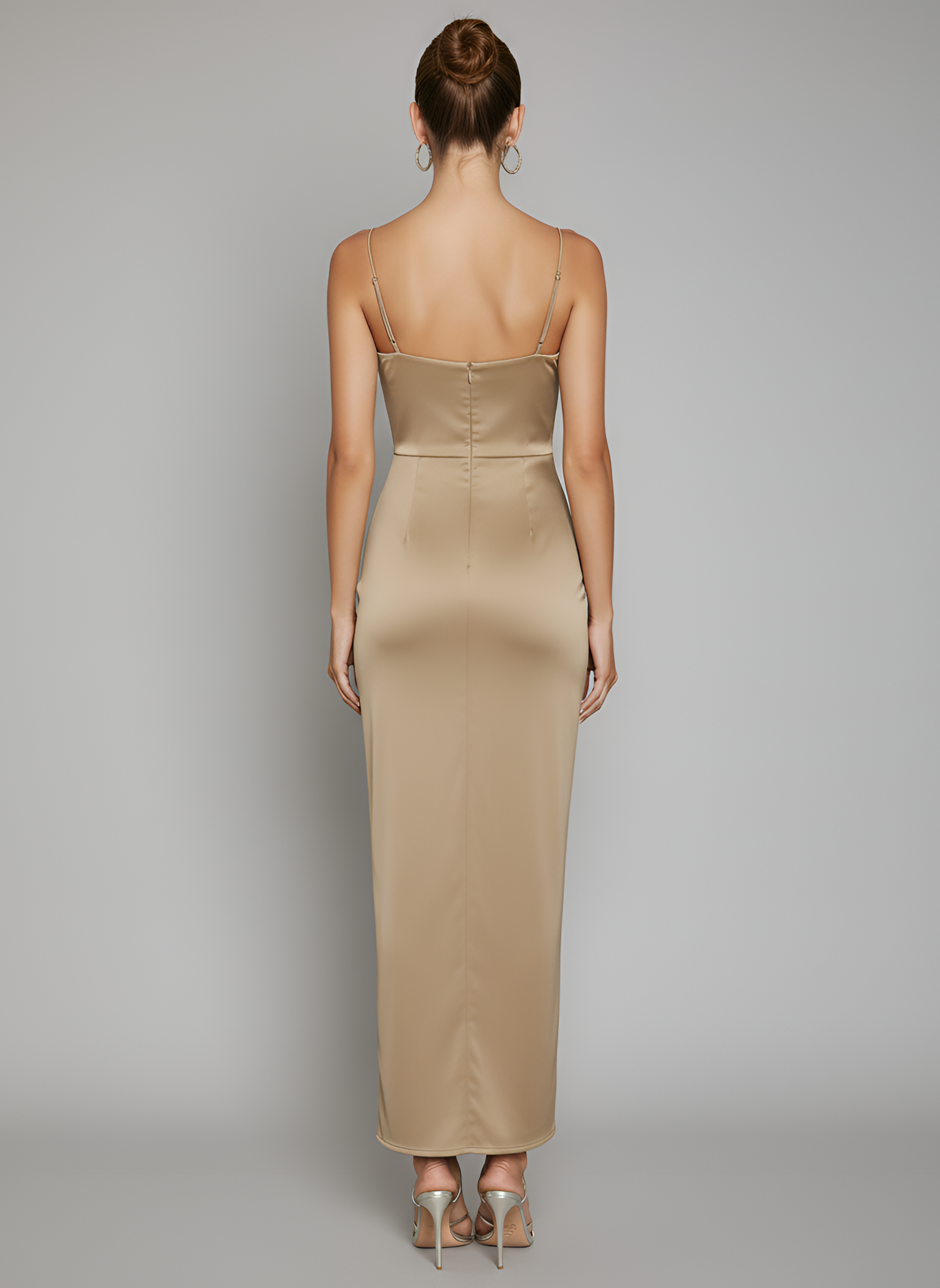 Women’s Satin Maxi Dress One Shoulder Sleeveless Evening Gown