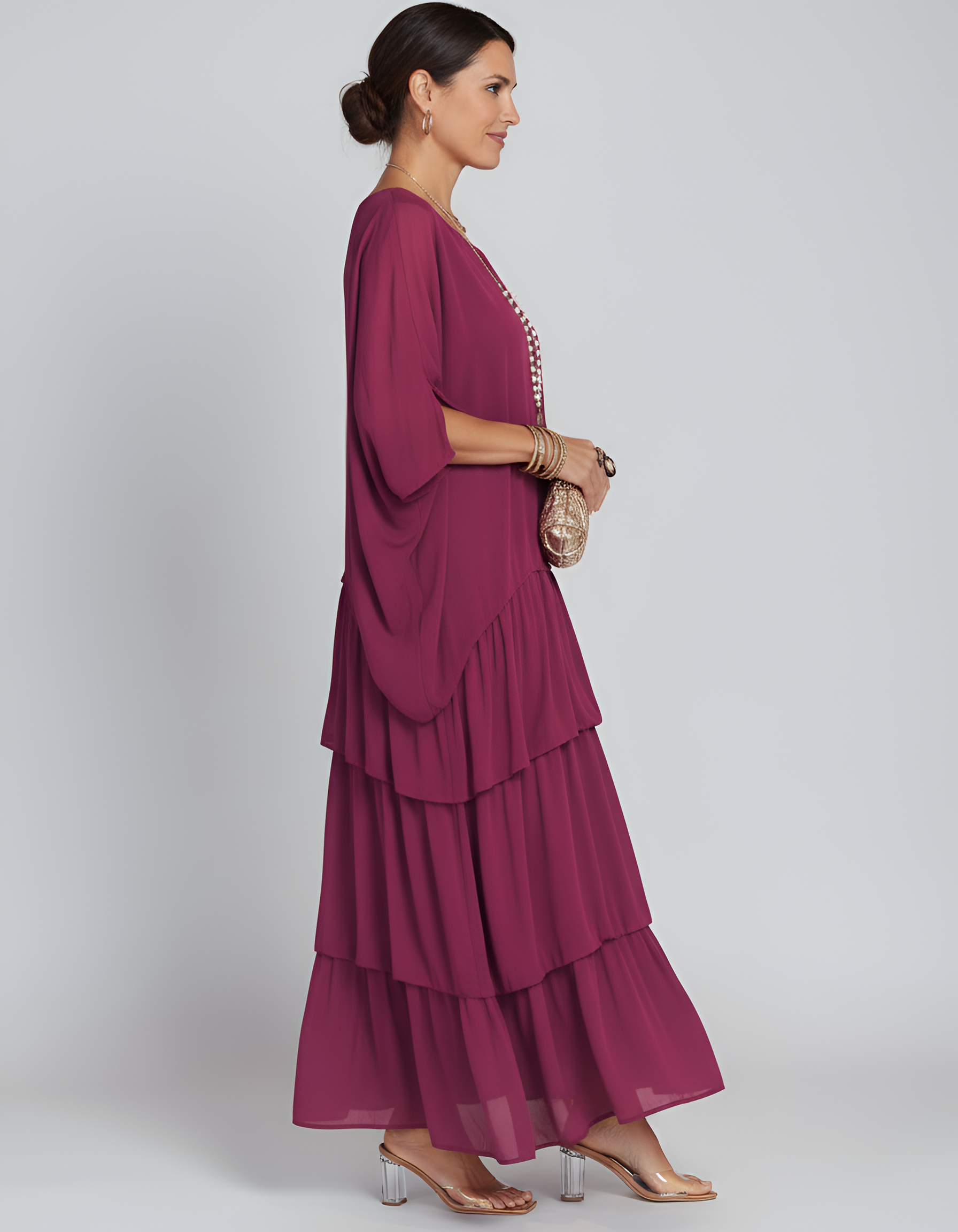 Robe maxi ample à volants pour femme, manches chauve-souris, robe longue décontractée