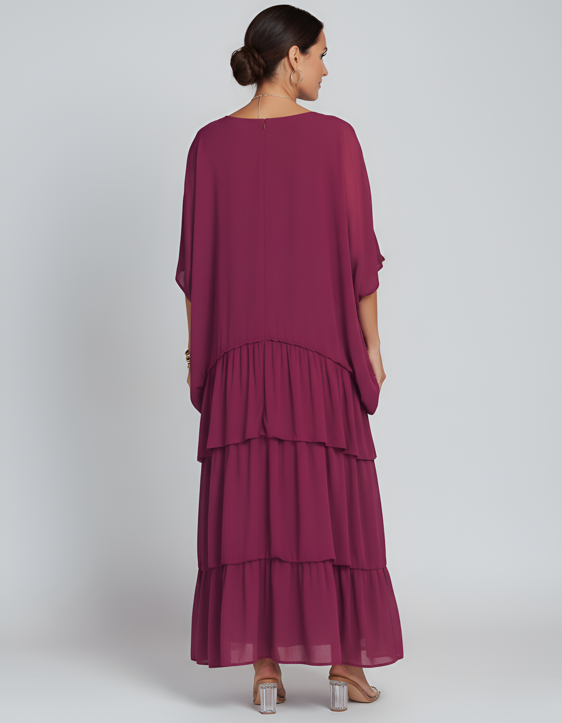 Robe maxi ample à volants pour femme, manches chauve-souris, robe longue décontractée