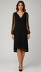 Women’s V-Neck Midi Dress Sheer Long Sleeve Elegant Evening Party Dress