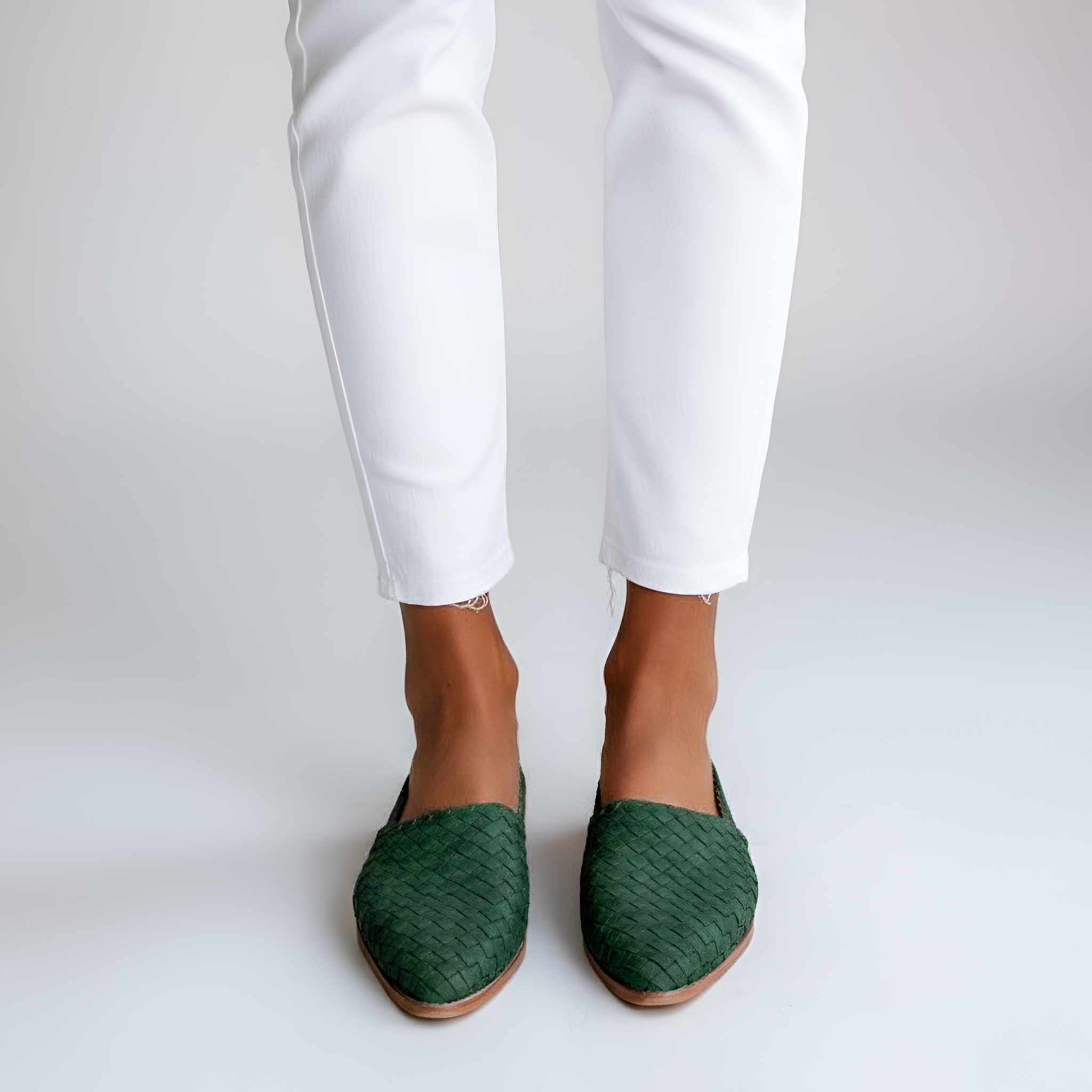 Dámské pletené kožené mokasíny na nazutí s uzavřenou špičkou, pohodlné ležérní baleríny