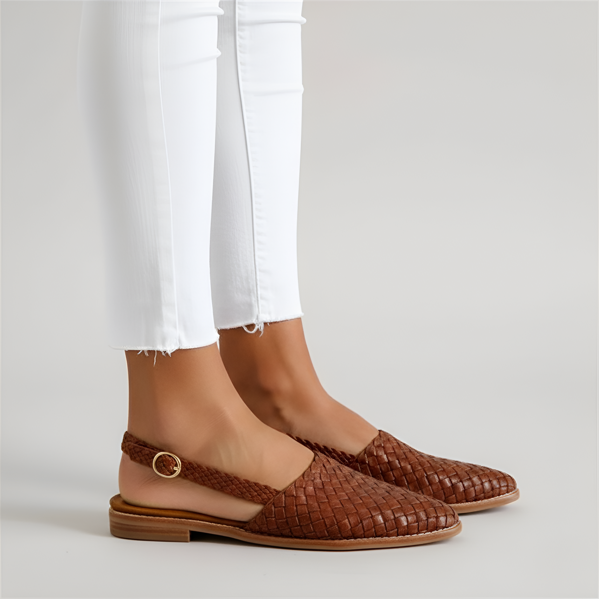 Dámské pletené kožené mokasíny na nazutí s uzavřenou špičkou, pohodlné ležérní baleríny