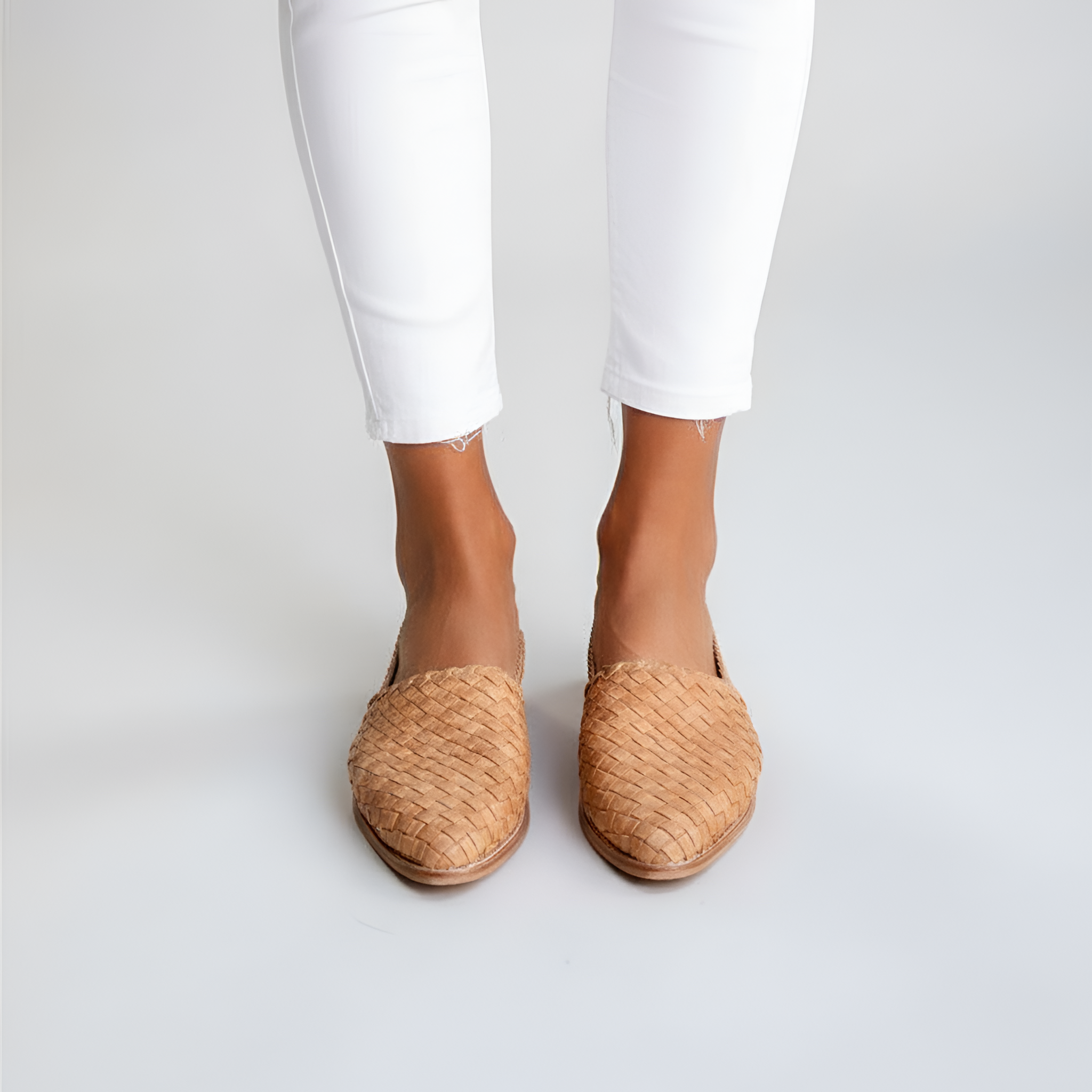 Dámské pletené kožené mokasíny na nazutí s uzavřenou špičkou, pohodlné ležérní baleríny