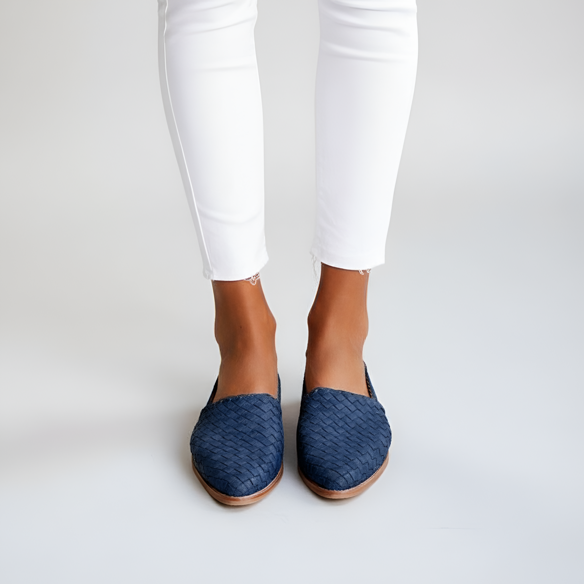 Dámské pletené kožené mokasíny na nazutí s uzavřenou špičkou, pohodlné ležérní baleríny