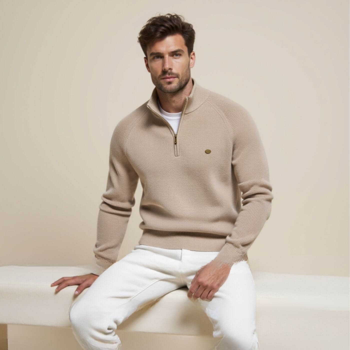 Men’s Half-Zip Knit Sweater | Soft Premium