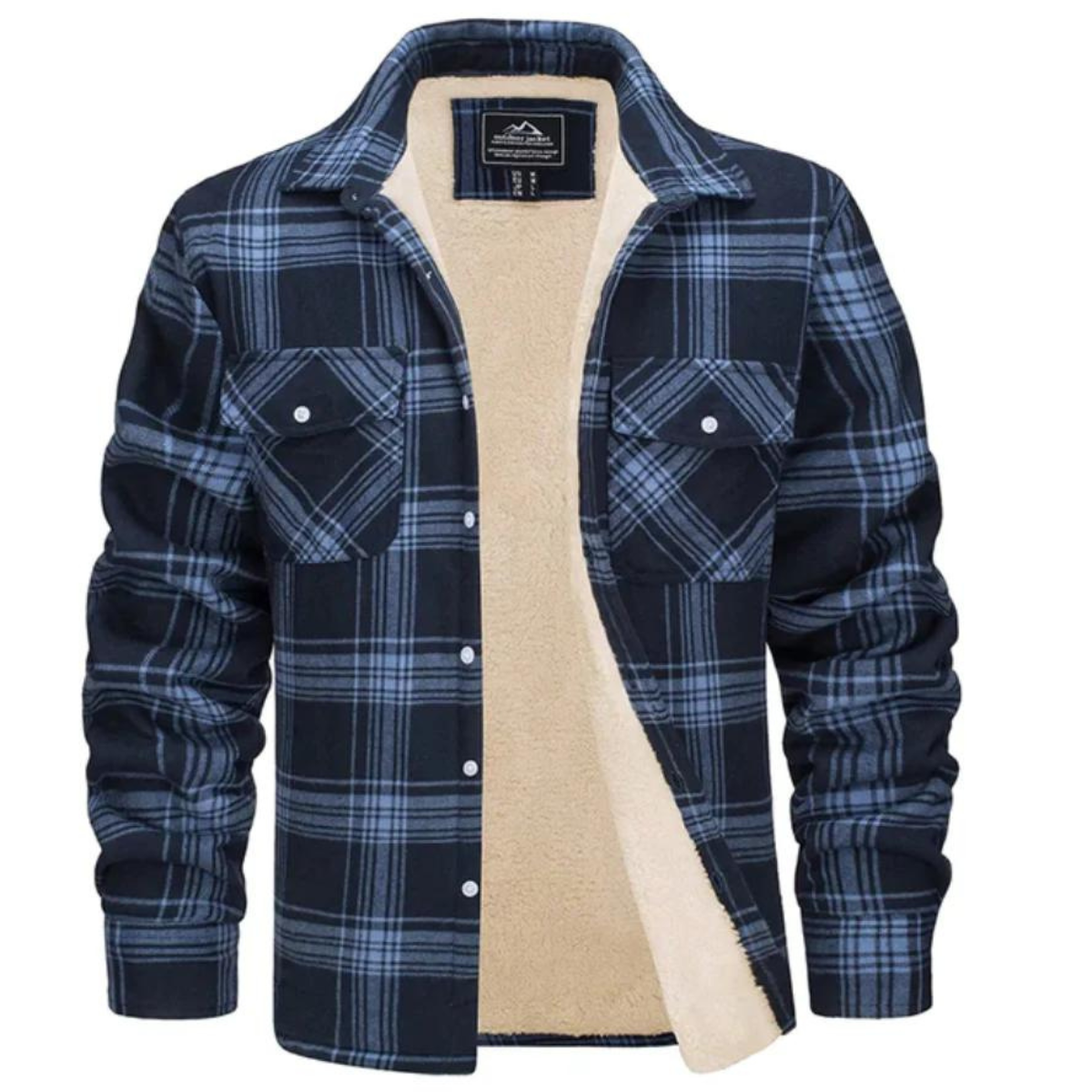 Men’s Sherpa-Lined Plaid Shirt Jacket | Warm Check Flannel Overshirt