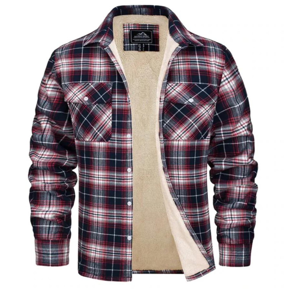 Men’s Sherpa-Lined Plaid Shirt Jacket | Warm Check Flannel Overshirt