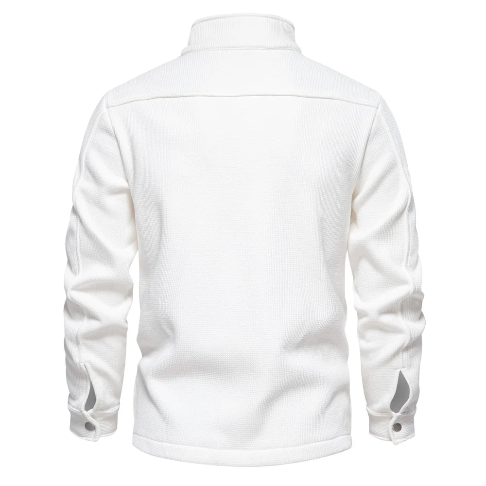 Men’s Winter Jacket | Thick Fleece Lined | Button Up Stand Collar