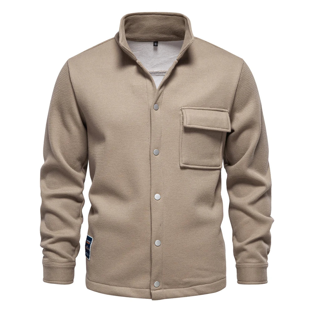 Men’s Winter Jacket | Thick Fleece Lined | Button Up Stand Collar