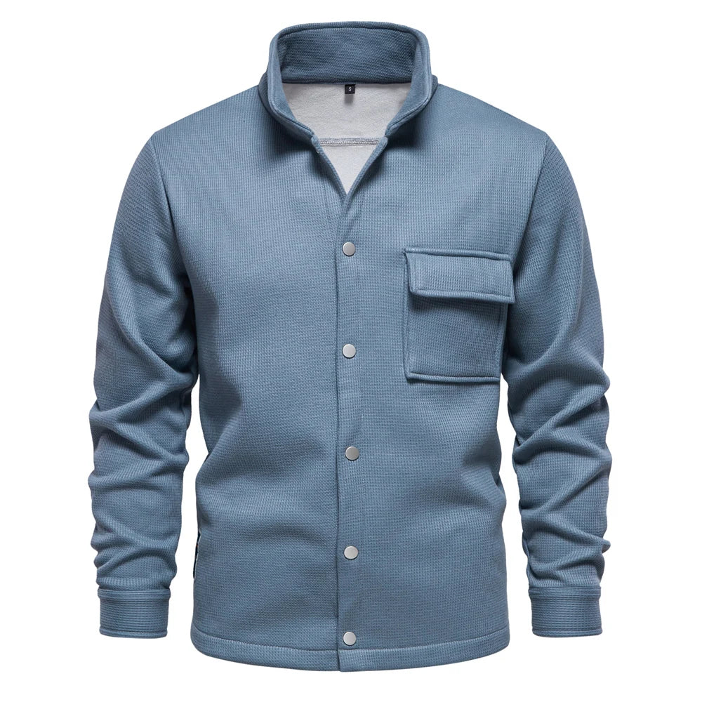 Men’s Winter Jacket | Thick Fleece Lined | Button Up Stand Collar