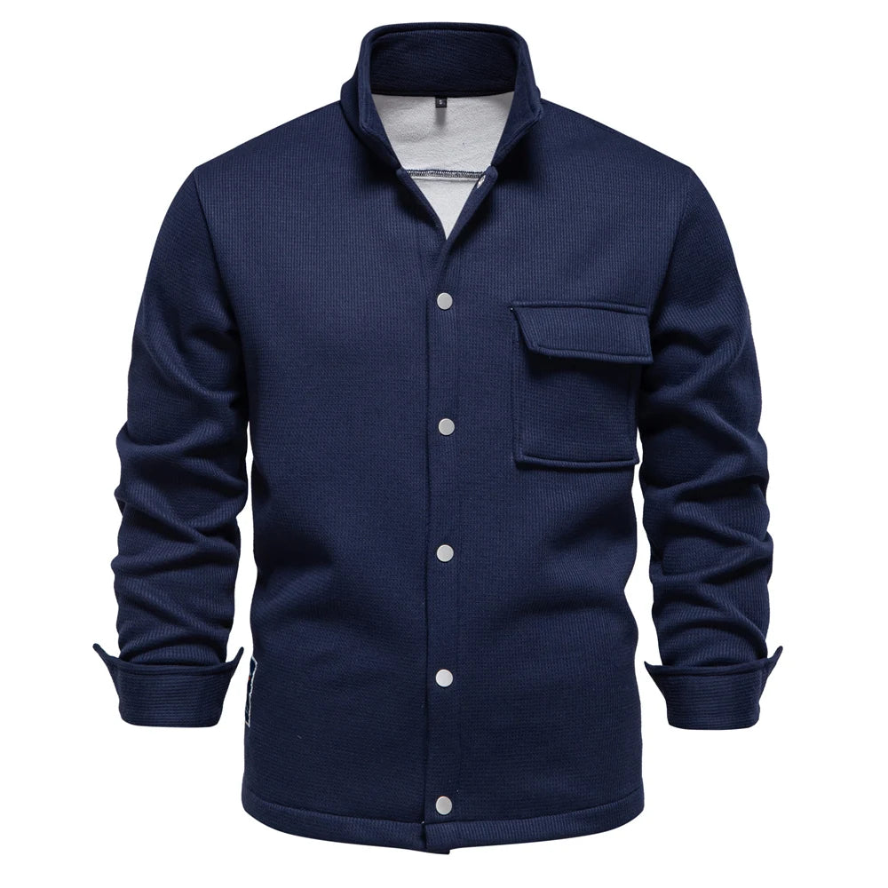 Men’s Winter Jacket | Thick Fleece Lined | Button Up Stand Collar