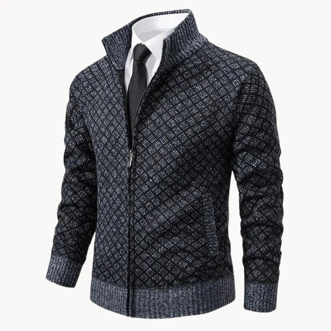 Men’s Full-Zip Knit Sweater | Patterned Classic