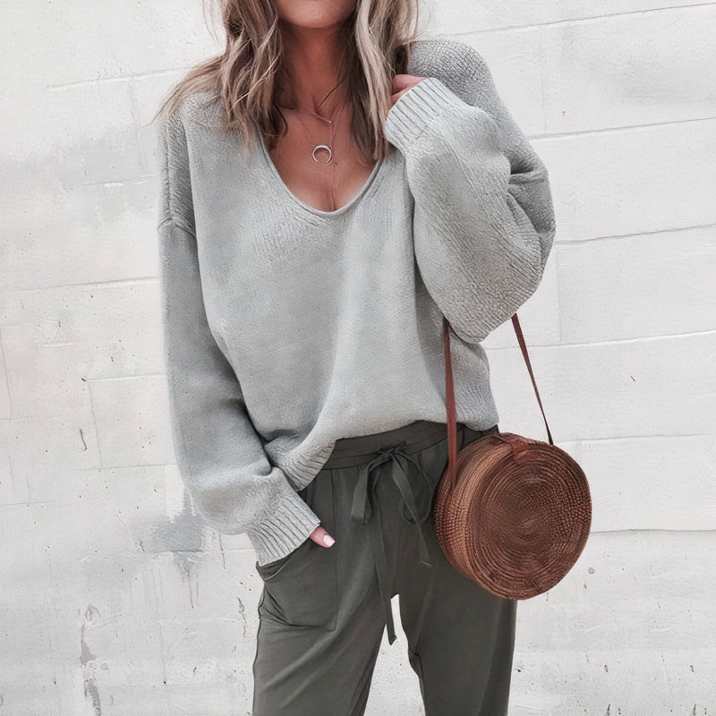 Women’s Knit Sweater | V-Neck Pullover