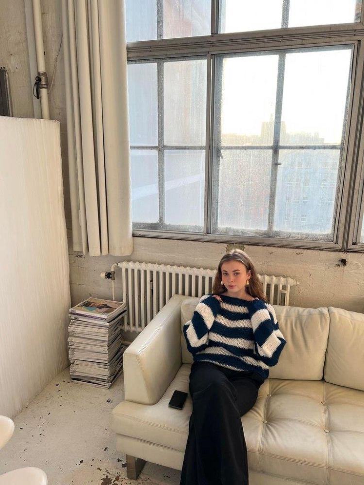 Oversized Knit Sweater for Women | Long Sleeve Crewneck Jumper