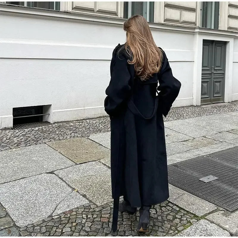 Women's Double-Breasted Long Trench Coat | Elegant Oversized Winter Coat