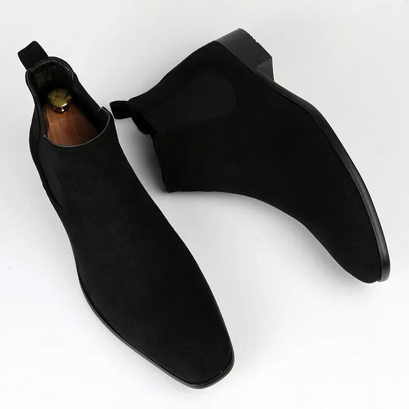 David | Men’s Pull-On Ankle Chelsea Boots | Classic Suede Design for Timeless Style and Comfort