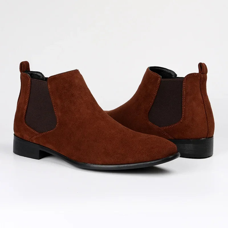 David | Men’s Pull-On Ankle Chelsea Boots | Classic Suede Design for Timeless Style and Comfort