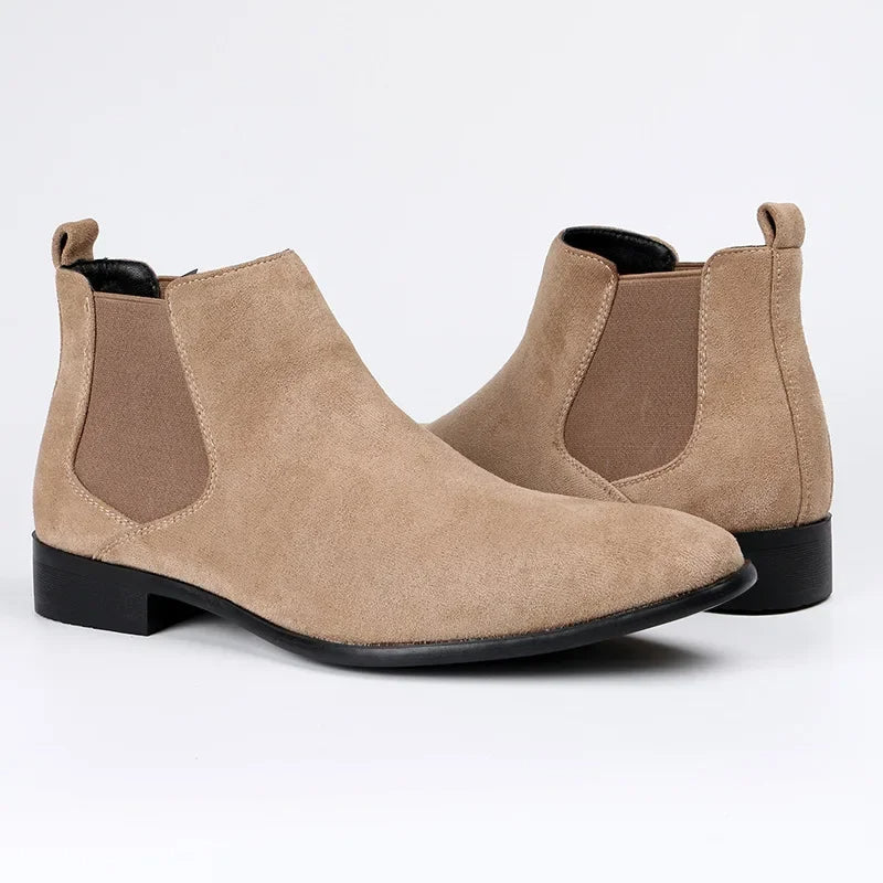 David | Men’s Pull-On Ankle Chelsea Boots | Classic Suede Design for Timeless Style and Comfort