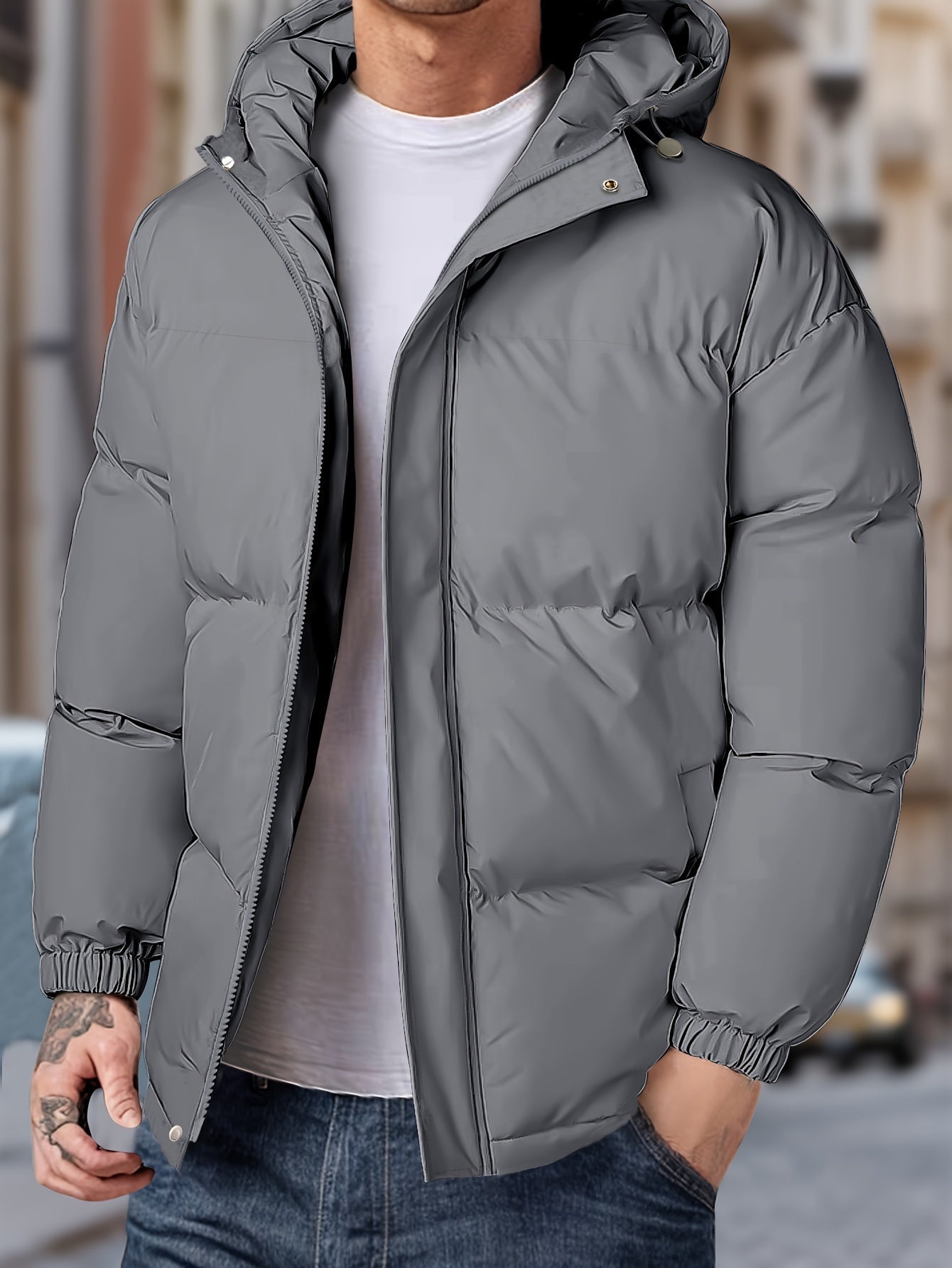 Men’s Warm Windproof Puffer Jacket | Hooded Winter Coat