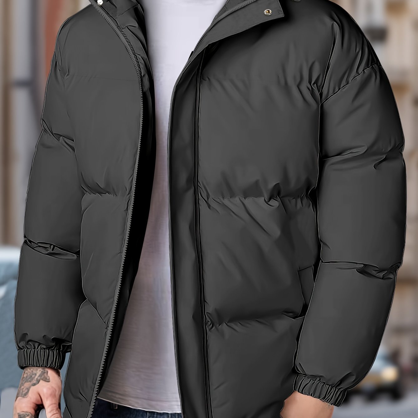 Men’s Warm Windproof Puffer Jacket | Hooded Winter Coat