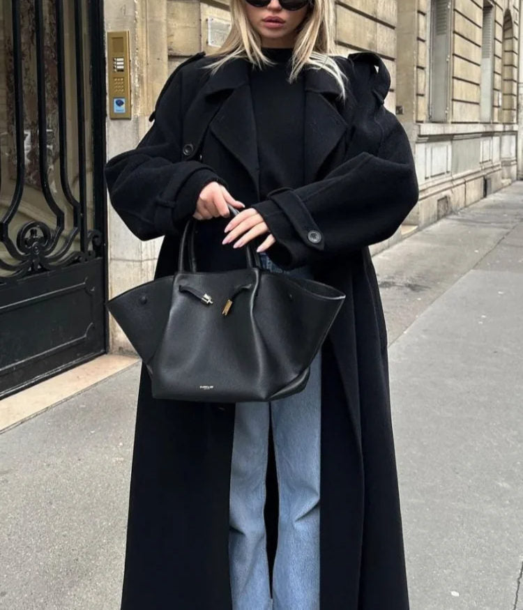 Women's Double-Breasted Long Trench Coat | Elegant Oversized Winter Coat
