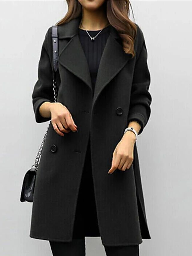Women’s Double-Breasted Long Coat | Elegant Winter Overcoat