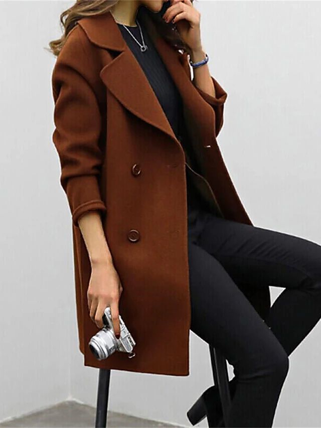 Women’s Double-Breasted Long Coat | Elegant Winter Overcoat